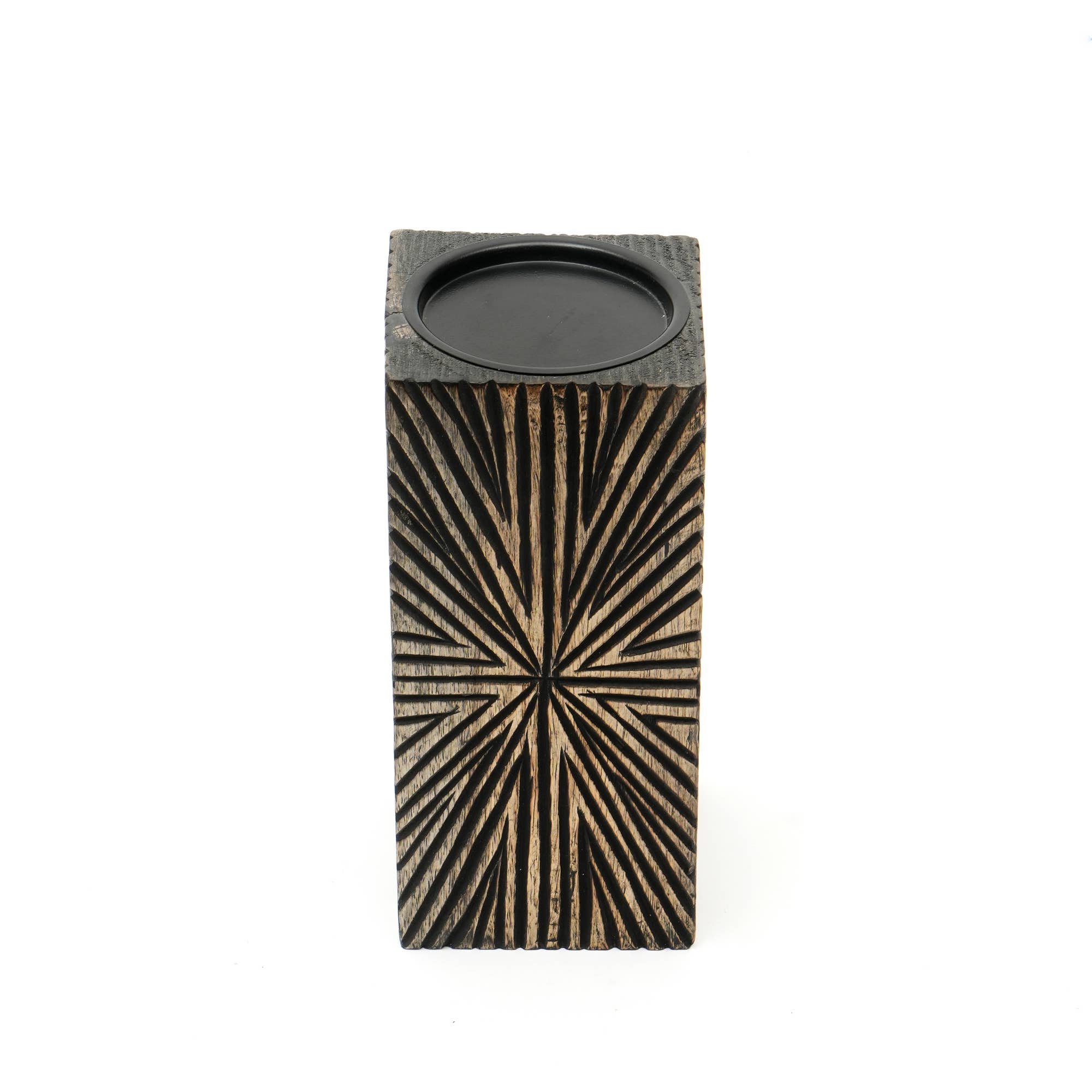 Decorative Wooden Centerpiece Candle Holder - 4x8.5" - HER Home Design Boutique